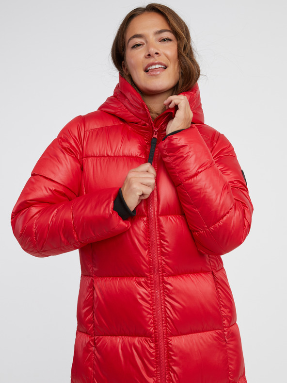 Sam 73 Piros női steppelt kabát kapucnival SAM 73 Anna