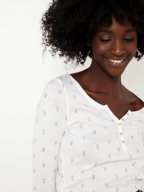 CAMAIEU Fehér mintás póló