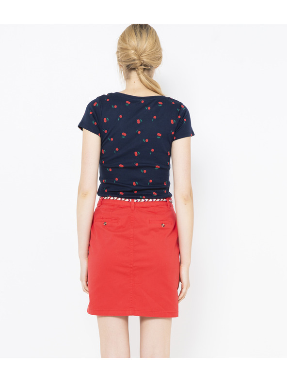 CAMAIEU Sötétkék póló cseresznye nyomattal