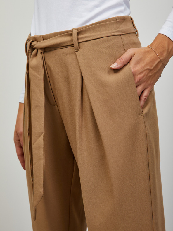 ZOOT.lab Bézs színű női nadrág nyakkendővel ZOOT.lab Alyza