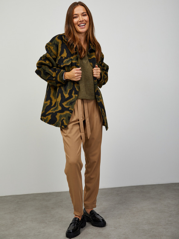 ZOOT.lab Bézs színű női nadrág nyakkendővel ZOOT.lab Alyza