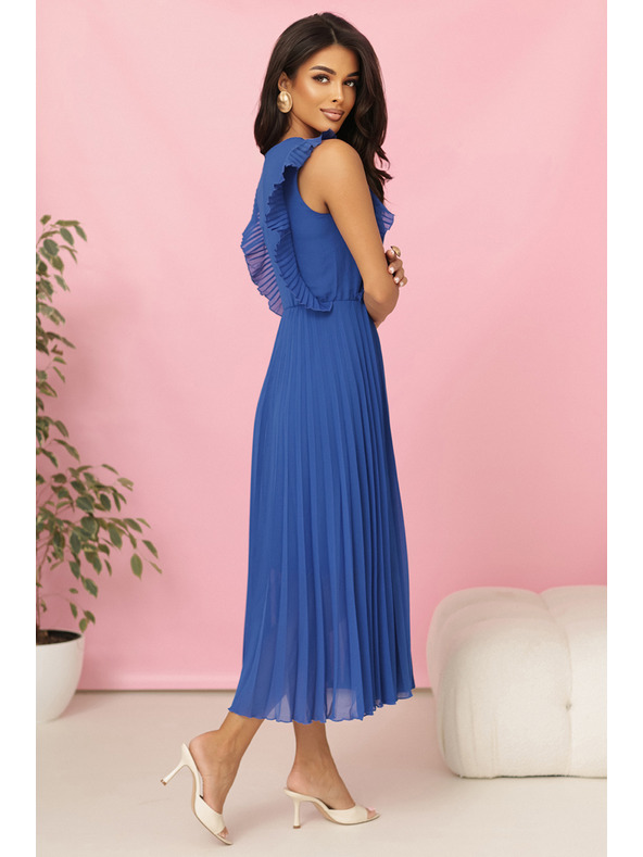 numoco EMILY Pliszírozott ruha fodrokkal és dekoltázzsal