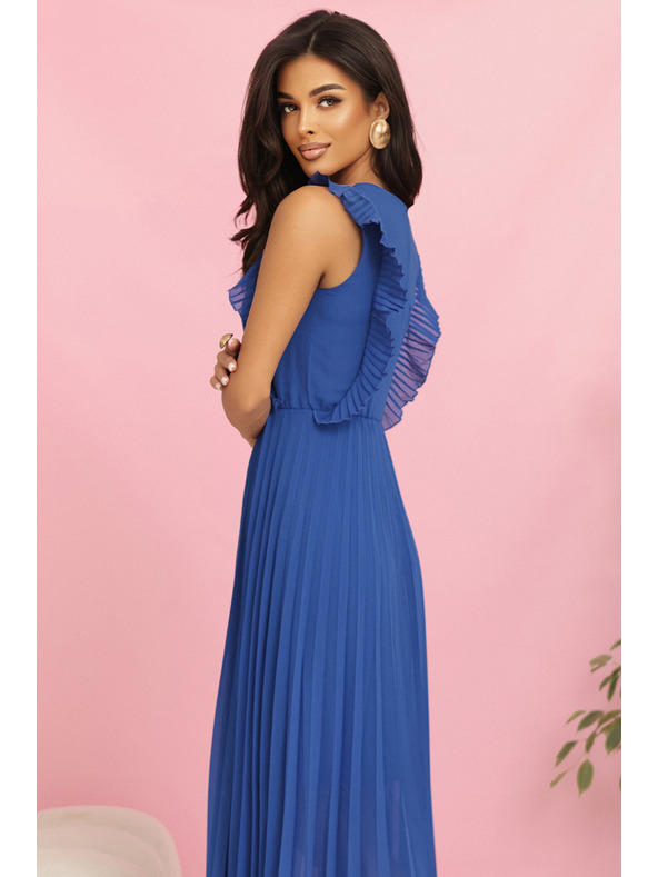 numoco EMILY Pliszírozott ruha fodrokkal és dekoltázzsal