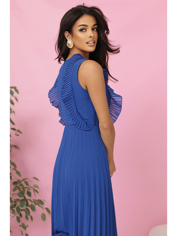 numoco EMILY Pliszírozott ruha fodrokkal és dekoltázzsal