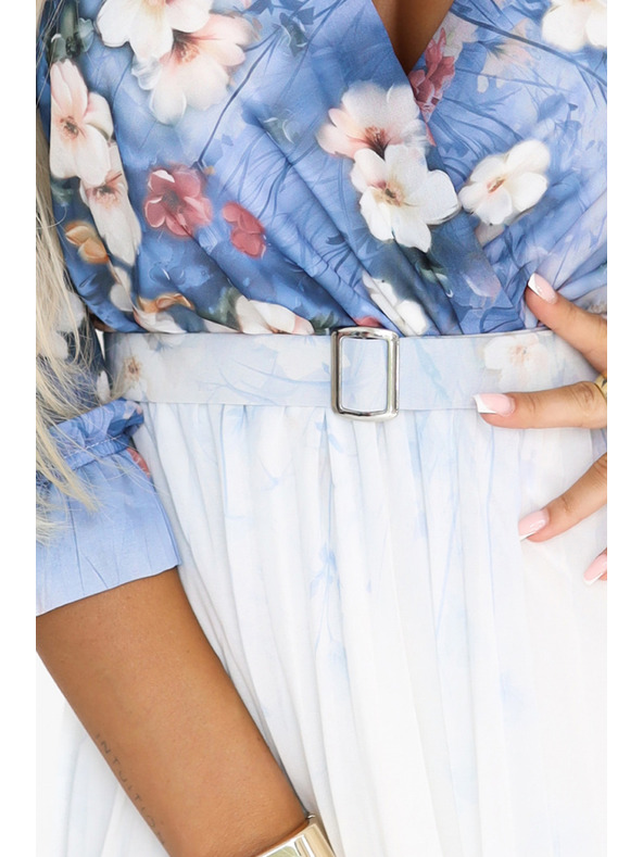 numoco Légies midi ruha V nyakkal és redőkkel