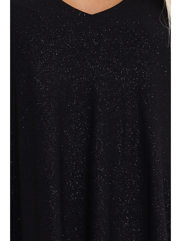 numoco Elegáns ruha pillangó ujjakkal - fekete csillogással