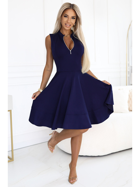 numoco Exkluzív ruha kiszélesedő alsó résszel és arany cipzárral