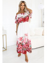 numoco Hosszú nyári ruha piros virágos ombré mintával