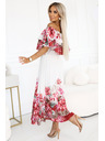 numoco Hosszú nyári ruha piros virágos ombré mintával