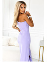 numoco Hosszú levendula ruha fodrokkal és aszimmetrikus nyakkivágással