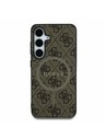 Guess Guess PU Bőr 4G Színes Gyűrűs MagSafe Hátlap Samsung Galaxy S25 telefonhoz Brown