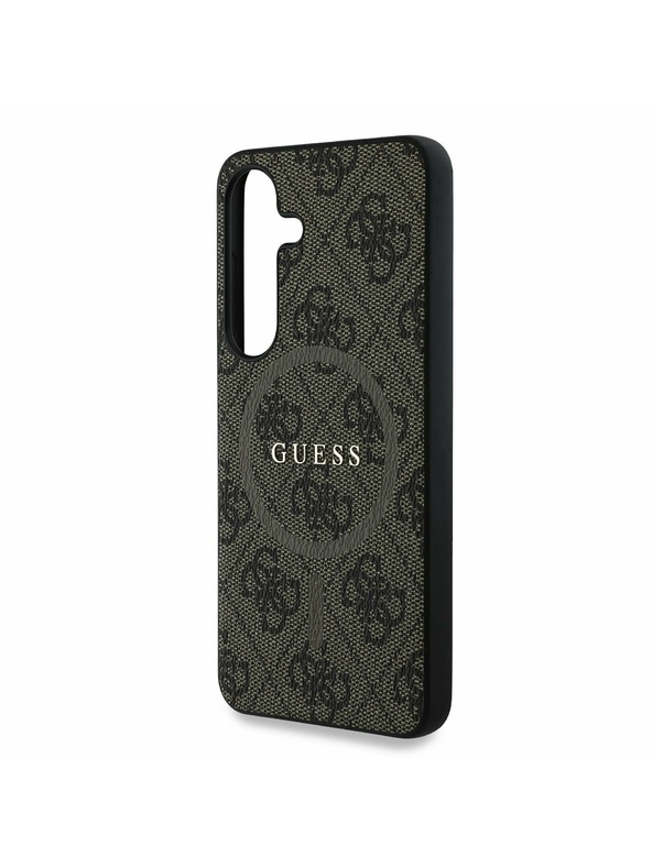 Guess Guess PU Bőr 4G Színes Gyűrűs MagSafe Hátlap Samsung Galaxy S25 telefonhoz Brown