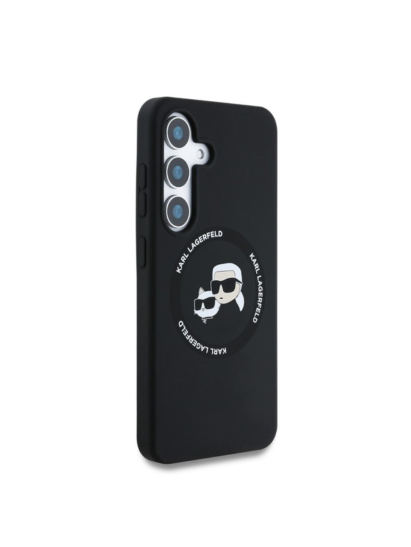 Karl Lagerfeld Karl Lagerfeld Liquid Silicone K&CH Heads MagSafe Hátlap Samsung Galaxy S25 telefonhoz Black