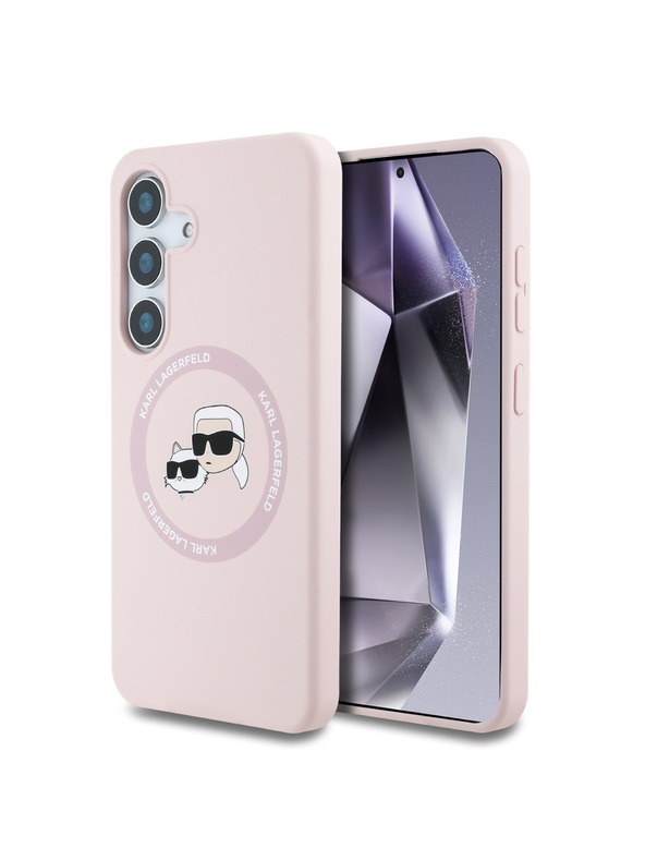 Karl Lagerfeld Karl Lagerfeld Liquid Silicone K&CH Heads MagSafe Hátlap Samsung Galaxy S25 telefonhoz Pink