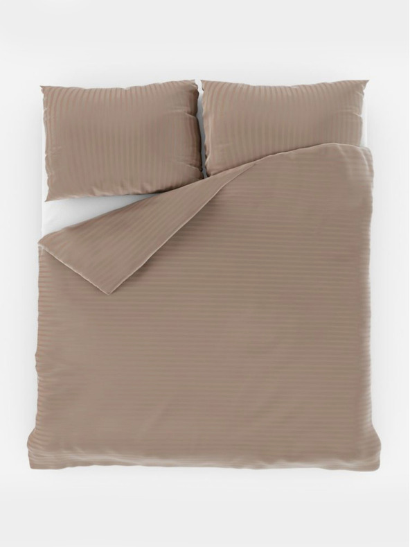 Kvalitex Francia szatén ágynemű csíkkal 1+2, 220x200, 70x90cm bézs Kvalitex