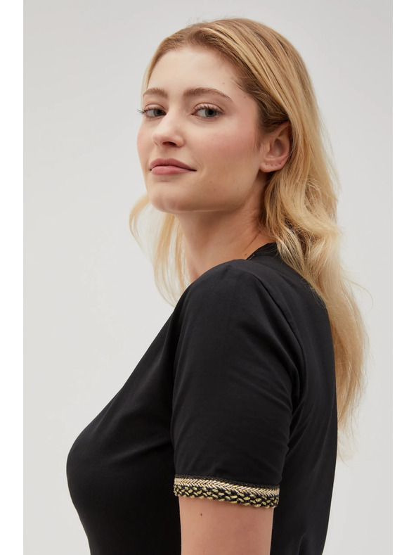 Moodo Fekete basic V-nyakú póló