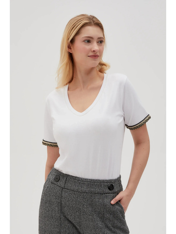 Moodo Fehér basic V-nyakú póló