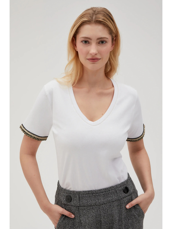 Moodo Fehér basic V-nyakú póló
