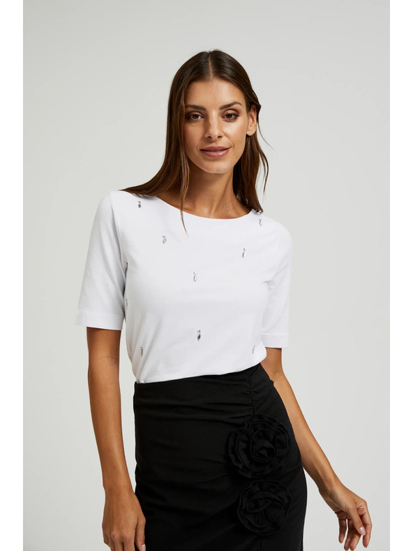 Moodo Fehér basic háromnegyedes ujjú póló