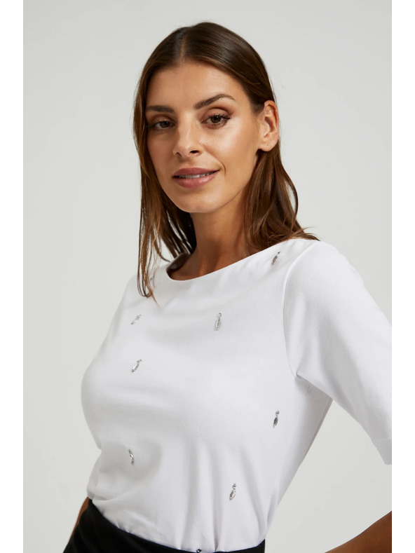 Moodo Fehér basic háromnegyedes ujjú póló