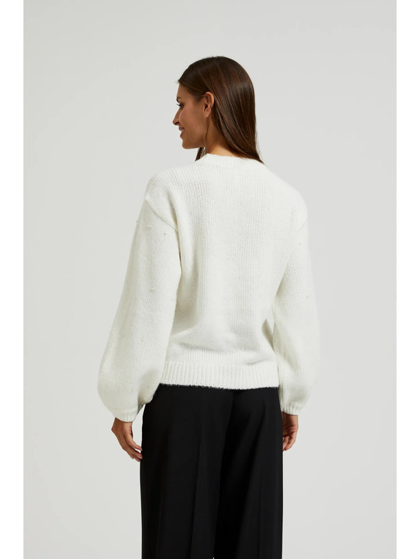 Moodo Fehér pulóver luftos ujjakkal