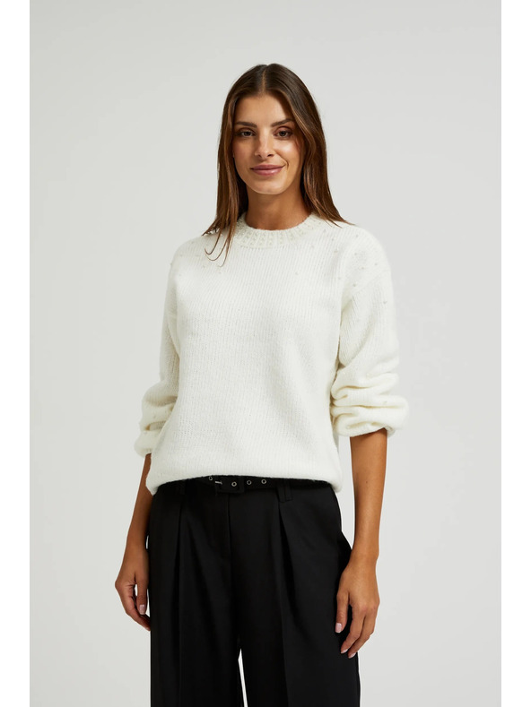 Moodo Fehér pulóver luftos ujjakkal
