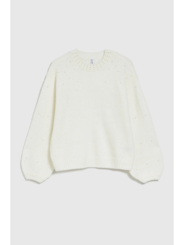 Moodo Fehér pulóver luftos ujjakkal