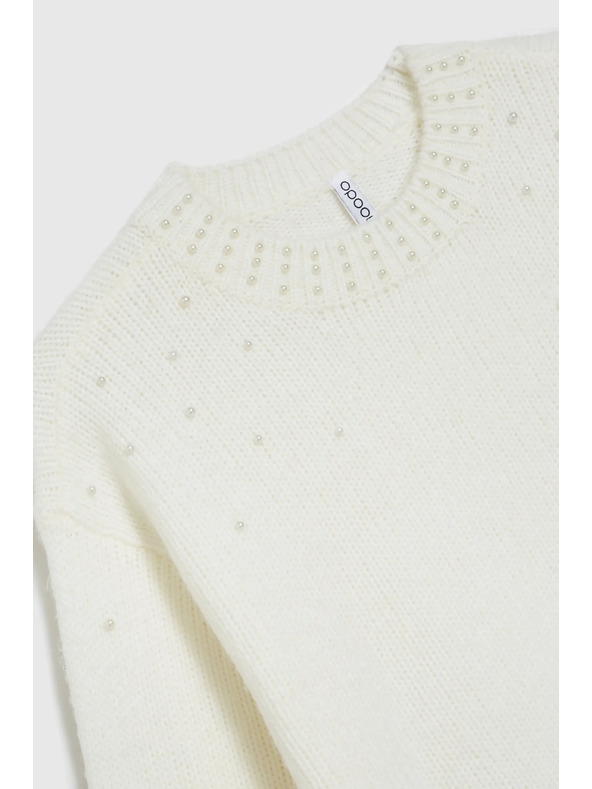 Moodo Fehér pulóver luftos ujjakkal