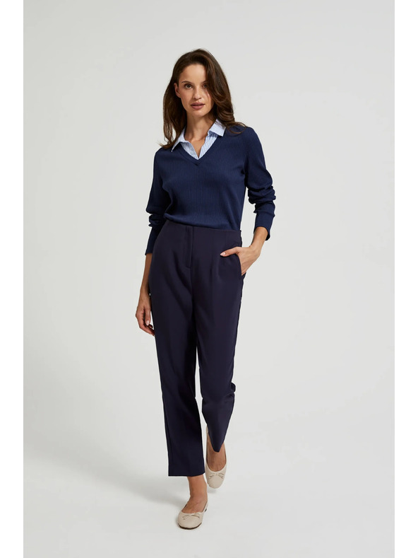 Moodo Sötétkék pulóver inggallérral