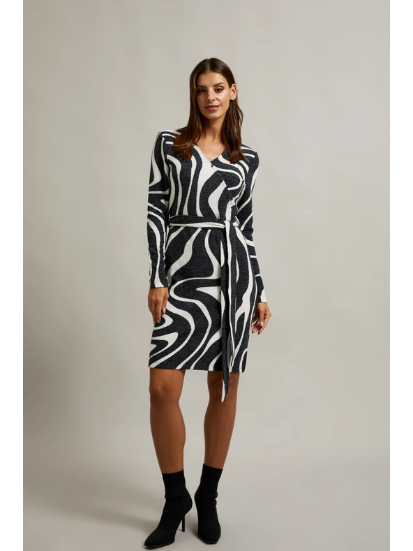 Moodo Fekete-fehér átlapolós ruha