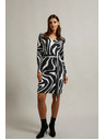 Moodo Fekete-fehér átlapolós ruha