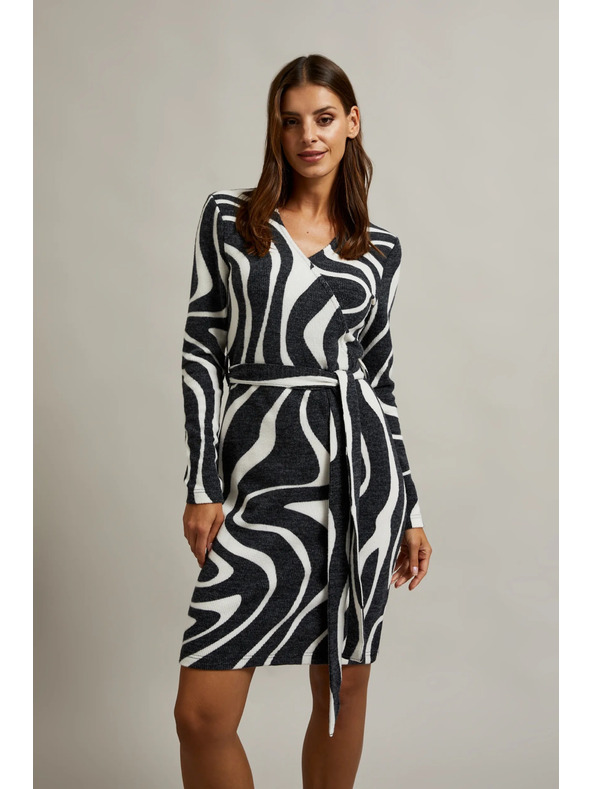 Moodo Fekete-fehér átlapolós ruha