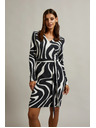 Moodo Fekete-fehér átlapolós ruha