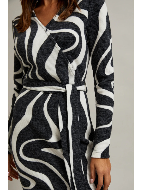 Moodo Fekete-fehér átlapolós ruha