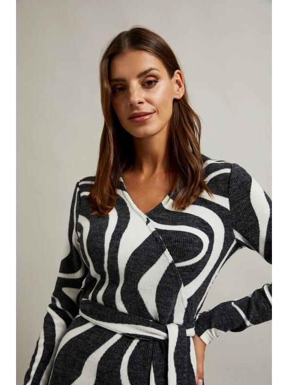 Moodo Fekete-fehér átlapolós ruha