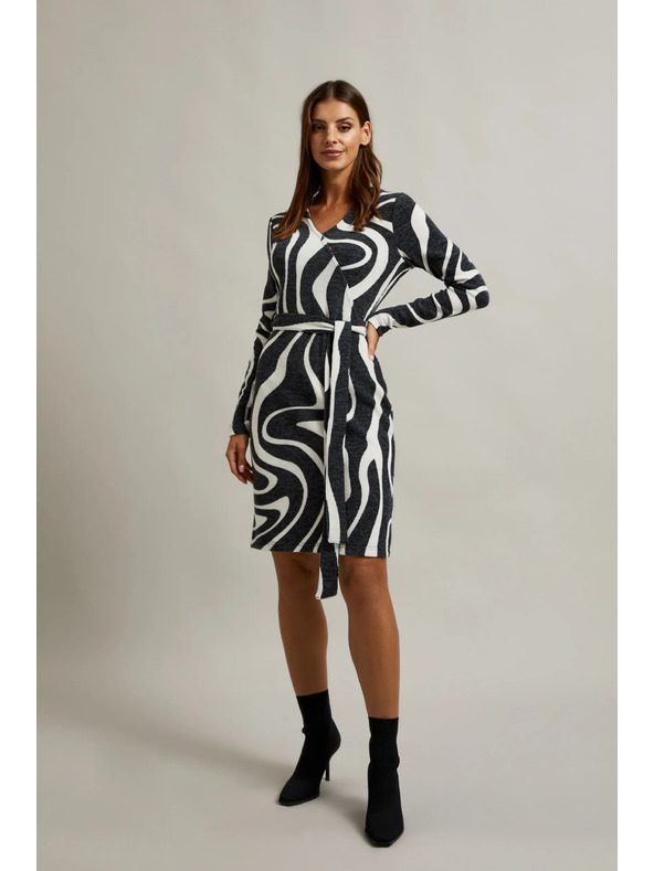 Moodo Fekete-fehér átlapolós ruha