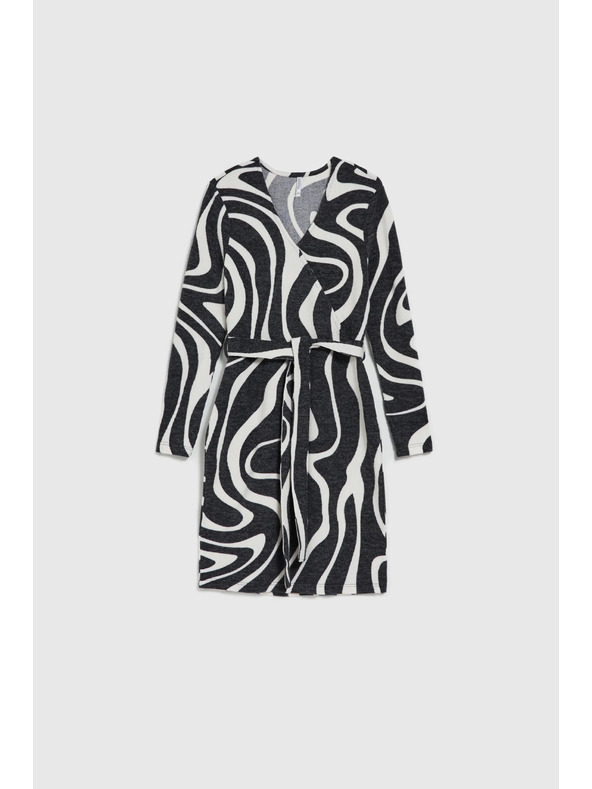 Moodo Fekete-fehér átlapolós ruha
