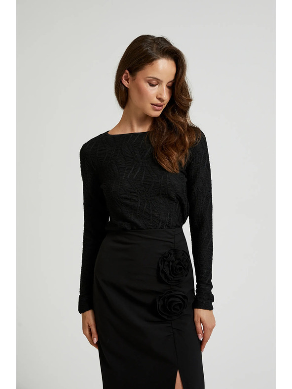 Moodo Fekete női hosszú ujjú felső