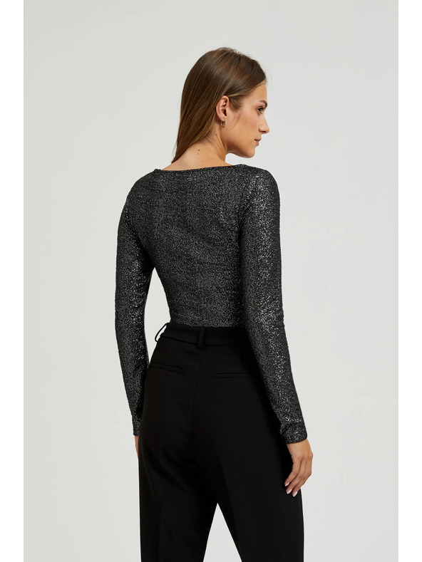 Moodo Fekete csillogó hosszú ujjú felső