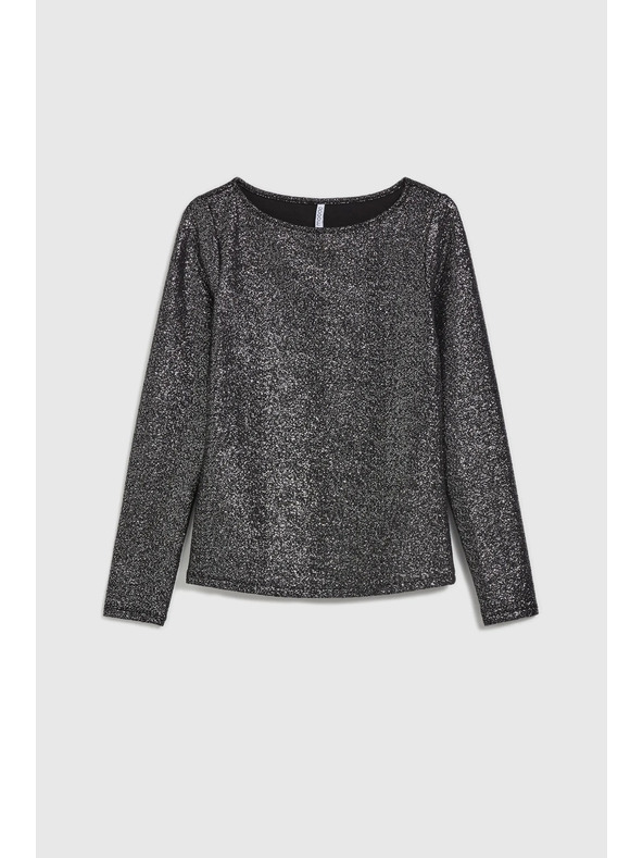 Moodo Fekete csillogó hosszú ujjú felső