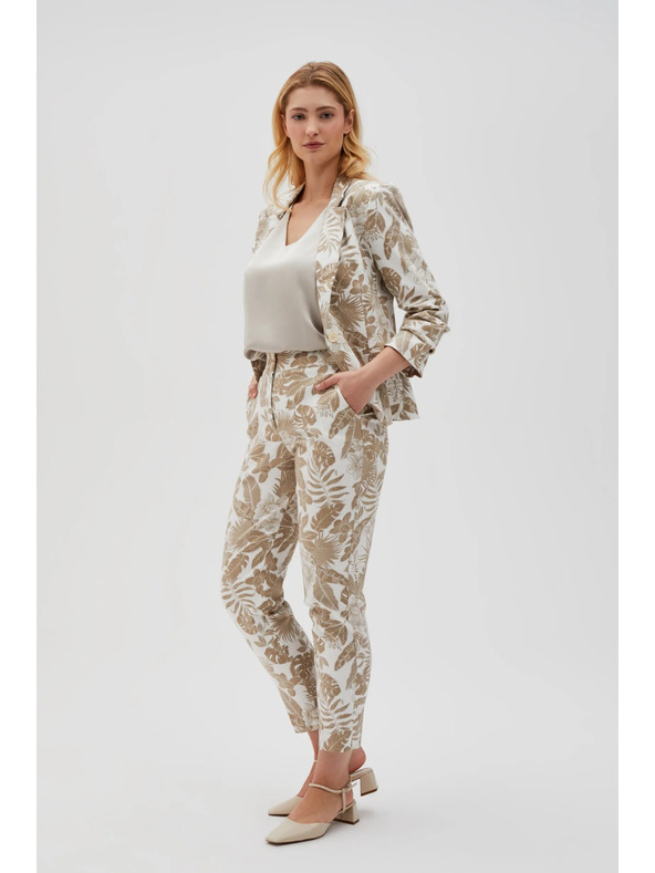 Moodo Fehér virágmintás női nadrág Moodo