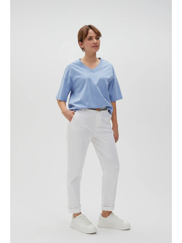 Moodo Fehér Moodo női nadrág övvel