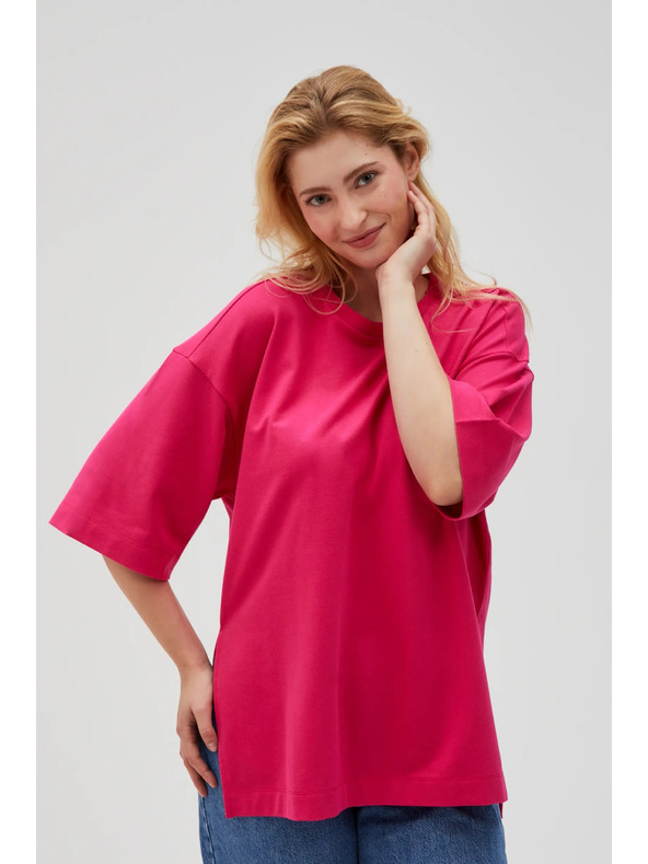 Moodo Fukszia Moodo női pulóver oldalsó hasítékkal