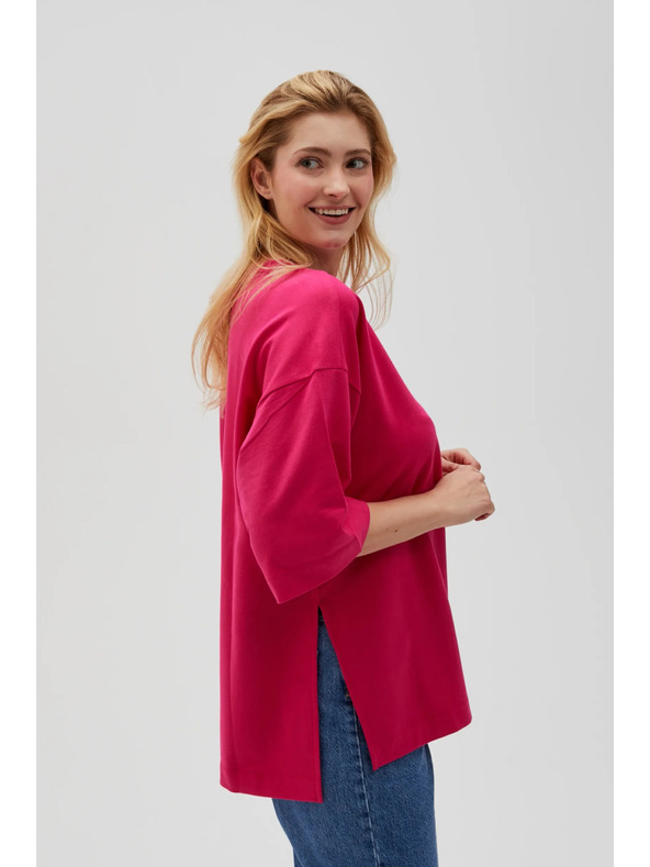 Moodo Fukszia Moodo női pulóver oldalsó hasítékkal