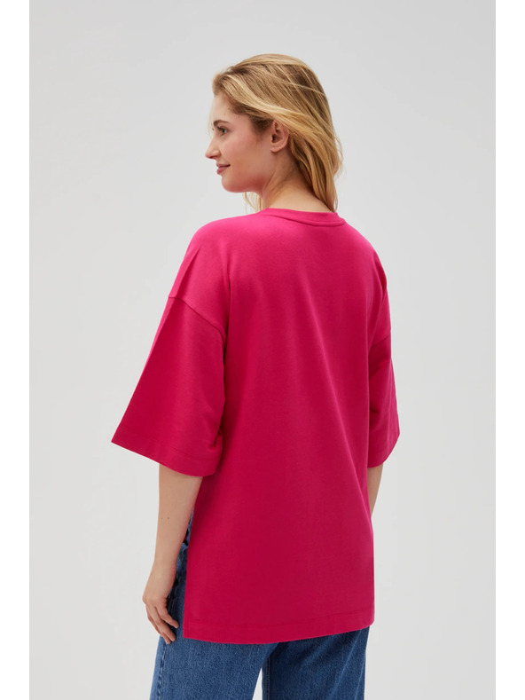 Moodo Fukszia Moodo női pulóver oldalsó hasítékkal