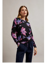 Moodo Lila-fekete virágos pulóver