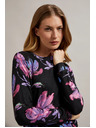 Moodo Lila-fekete virágos pulóver