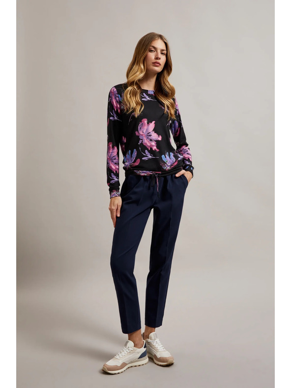 Moodo Lila-fekete virágos pulóver