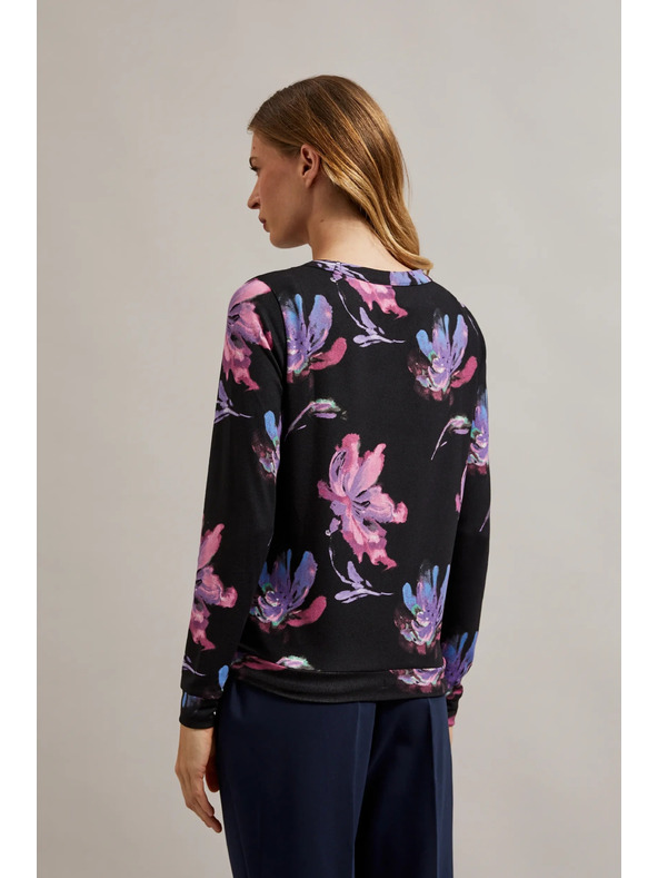 Moodo Lila-fekete virágos pulóver