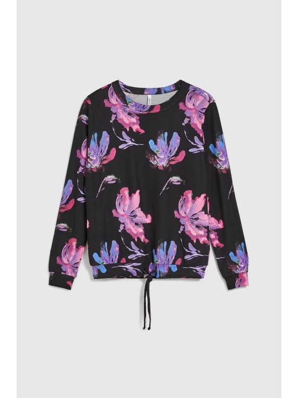 Moodo Lila-fekete virágos pulóver